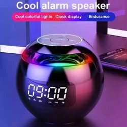 Mini Bluetooth Speaker with LED Display Alarm Clock - Black