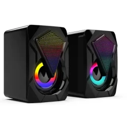 Usb Wired Rgb Colorful Lighting Effect X2 Computer Speakers For Computer Audio Multimedia Usb Subwoofer Desktop Game Audio(Pair of stereos)