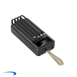 Digital Dynamic Display Portable Power Banks With LED Lighting Function With 4 Charging Cables-30000mah Black